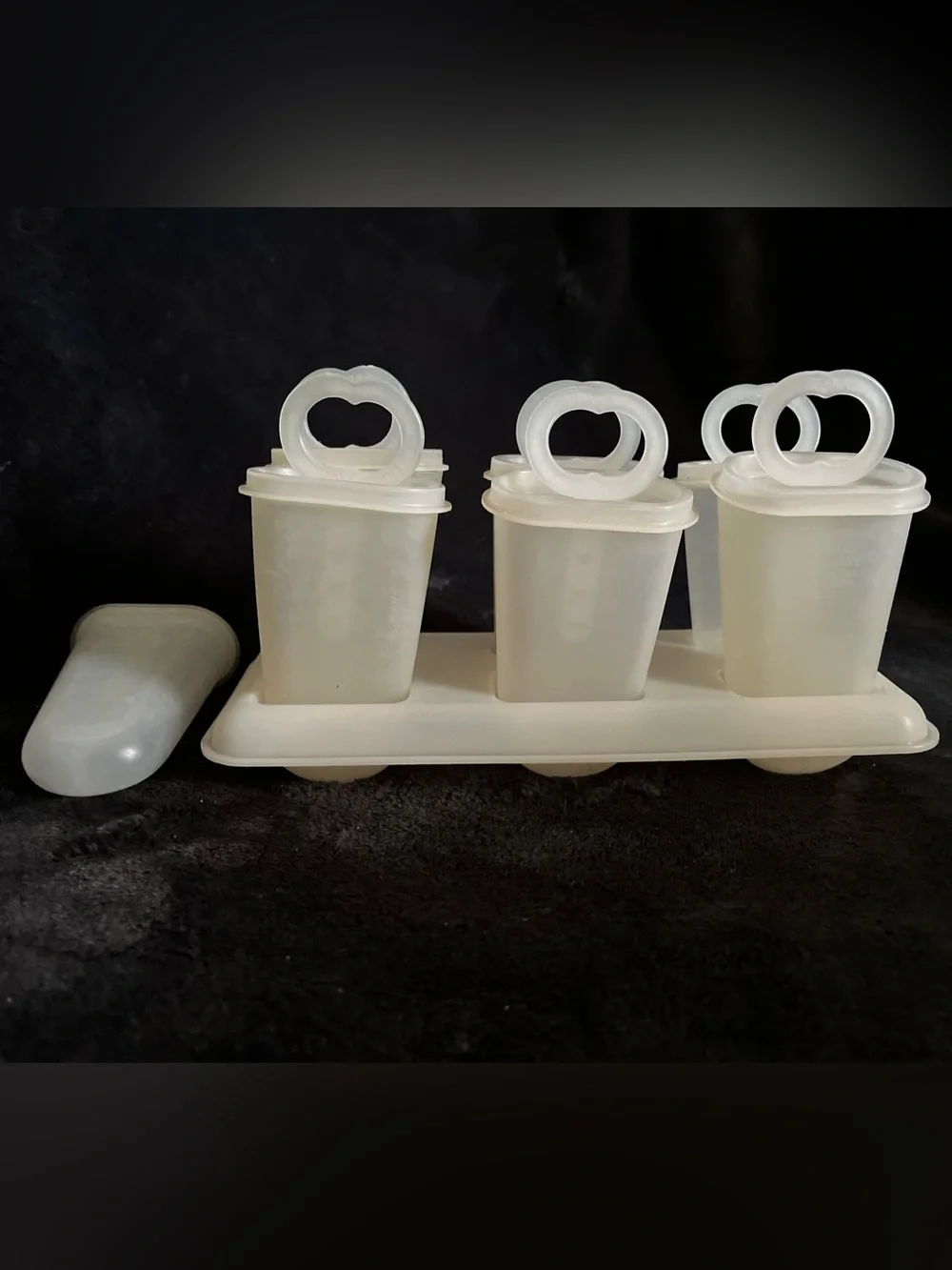 Vintage Tupperware Translucent White Popsicle Mold Set